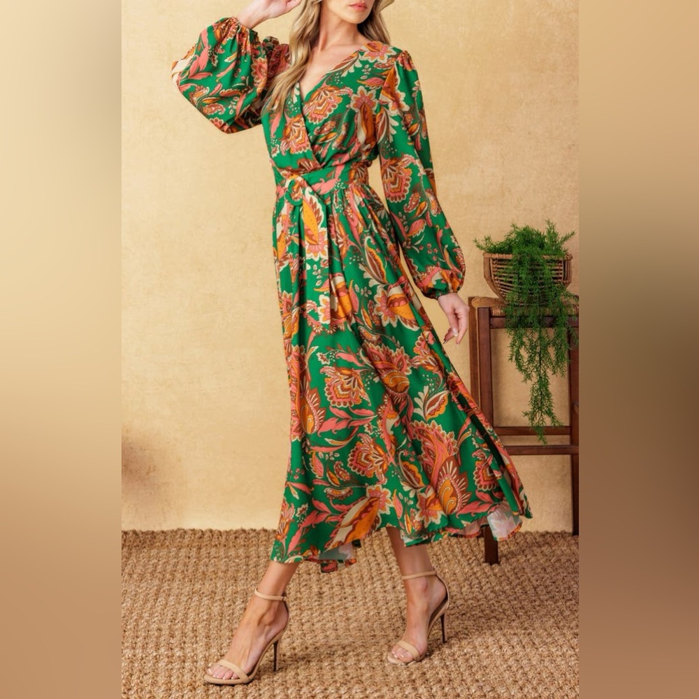 Flaying Tomato SUNNYSIDE FLORALS WOVEN MIDI DRESS size L pristine condition - Picture 10 of 17